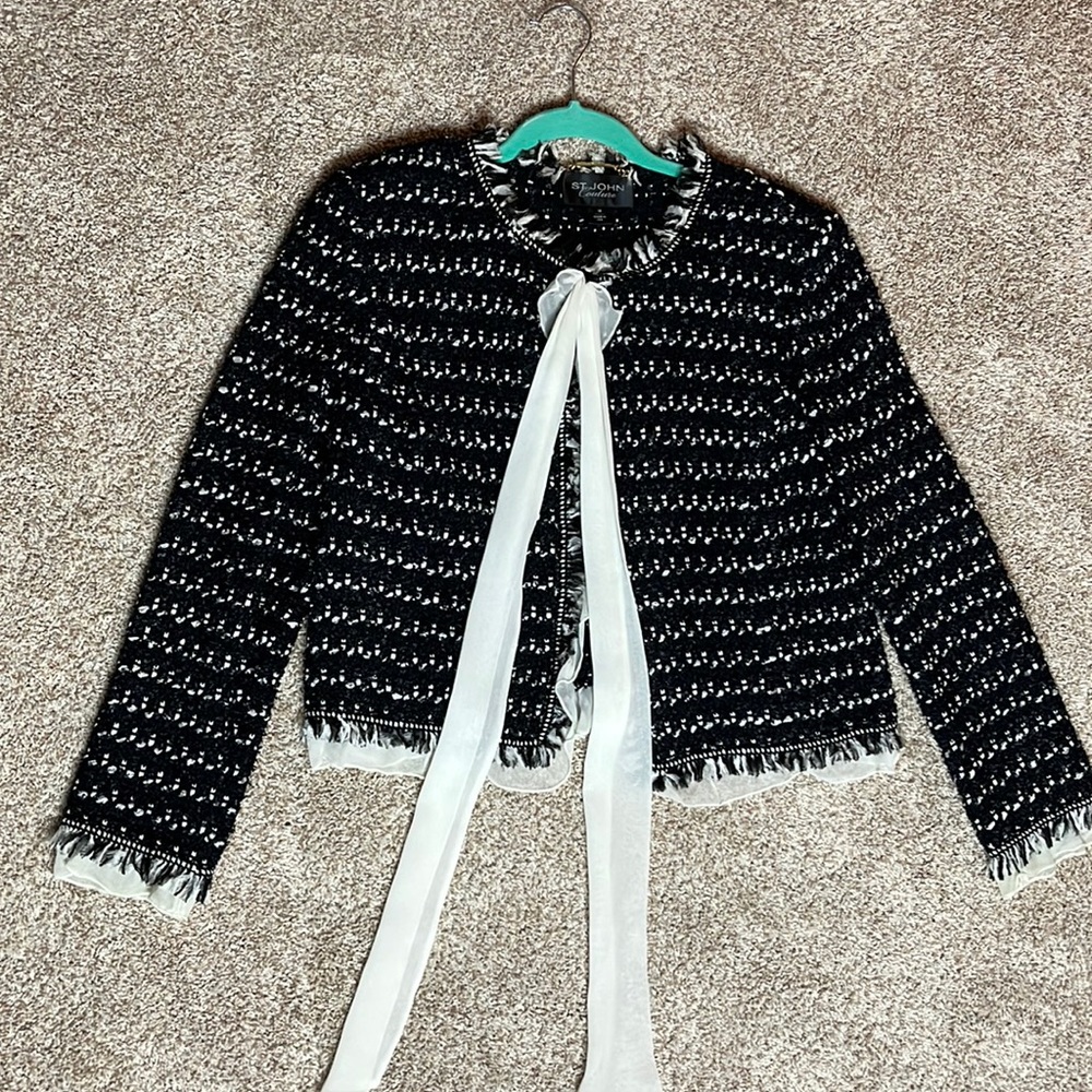 St. John 2 Piece Black Tweed Set (Skirt and Jacket)